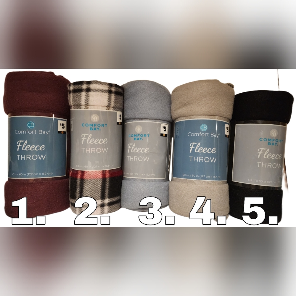 4 x Fleece Blanket Comfort Bay 50" x 60" Multiple colors. Pick 4! 19 Designs!